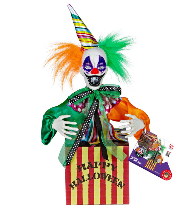 Clown in the Box 37 cm | Animierte Halloweenfigur