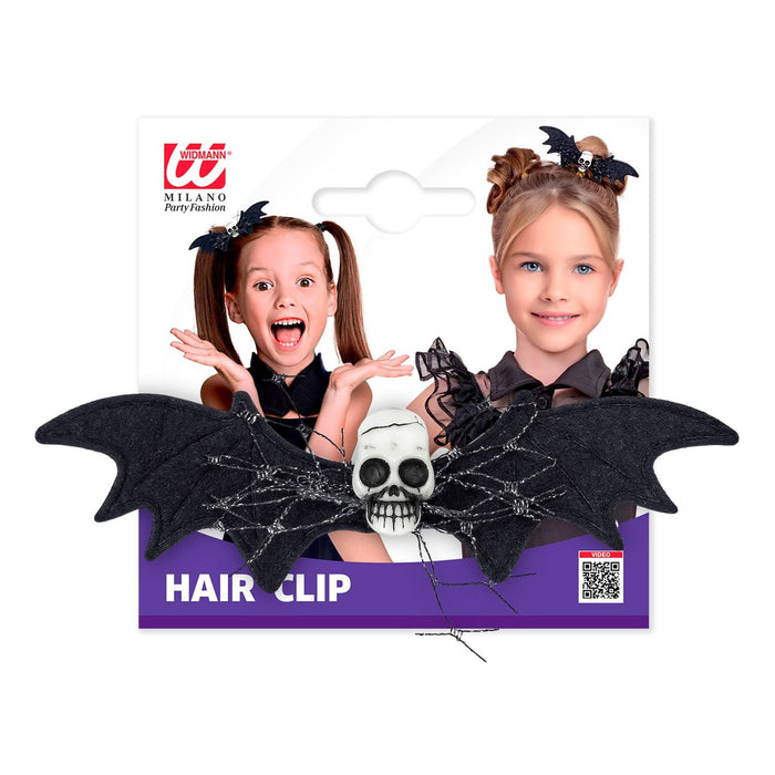 Haarspange Fledermaus Totenkopf Kindergröße | Schwarz