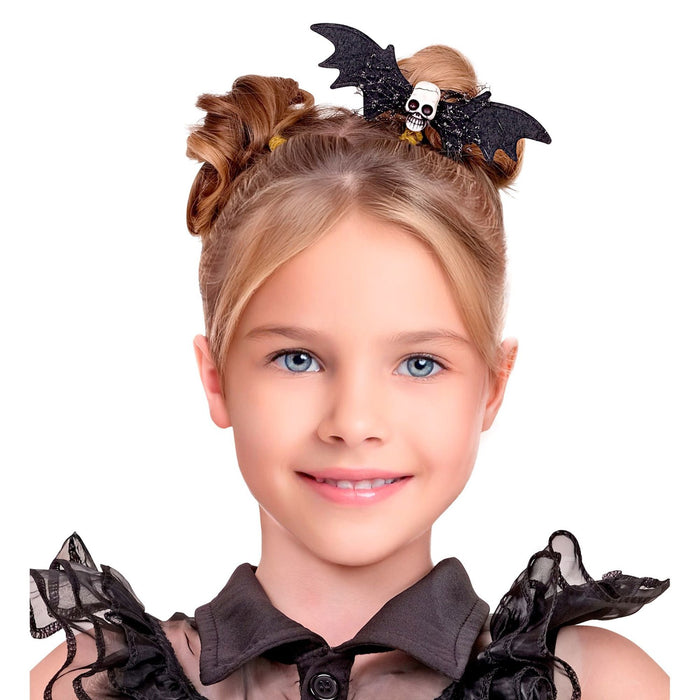 Haarspange Fledermaus Totenkopf Kindergröße | Schwarz
