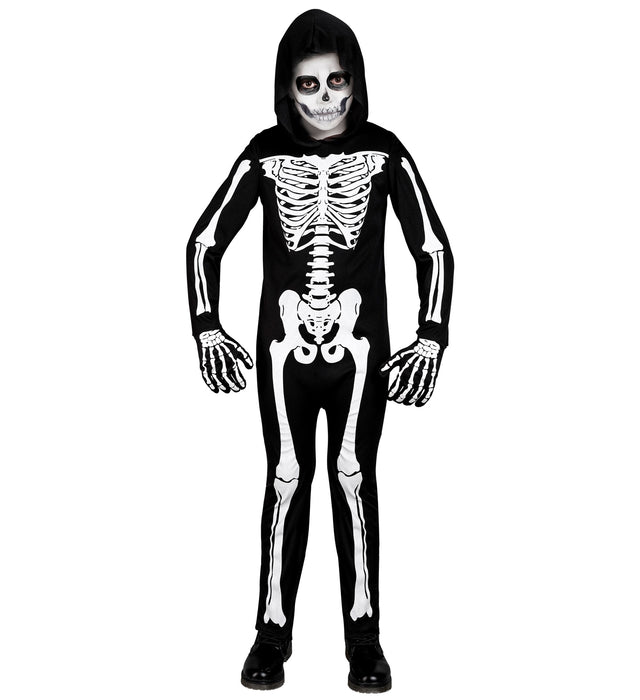 Halloween UV Skelett Kinderkostüm | Schwarz Weiß
