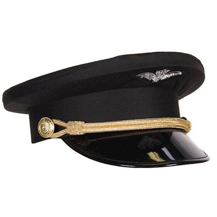 Pilotenmütze Deluxe für Erwachsene | Schwarz/Gold