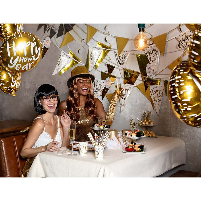 Silvester Folienwimpelkette "Happy New Year" | 4m