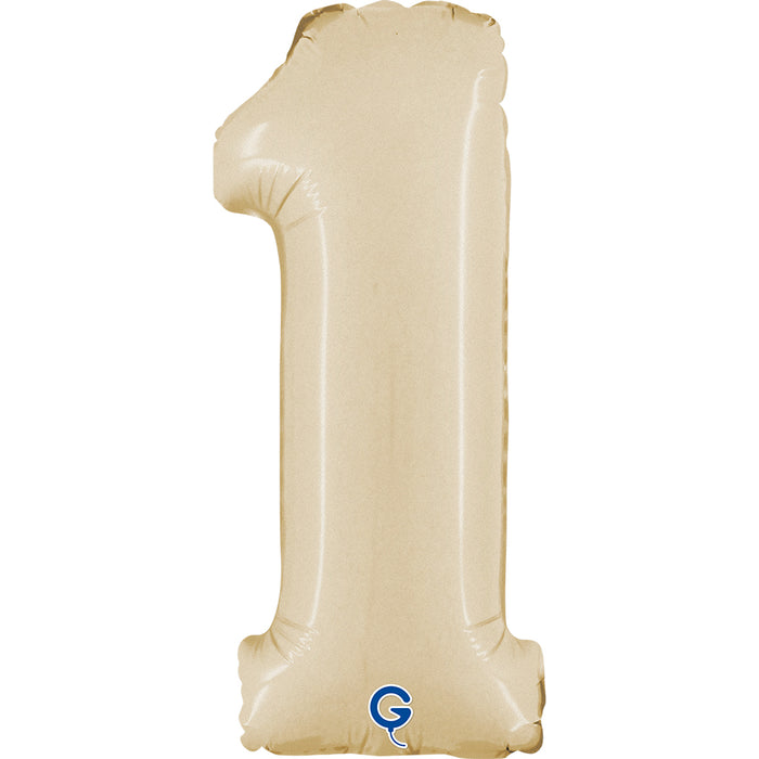 Mini Zahlen Folienballon 14"/36cm | Satin Cream