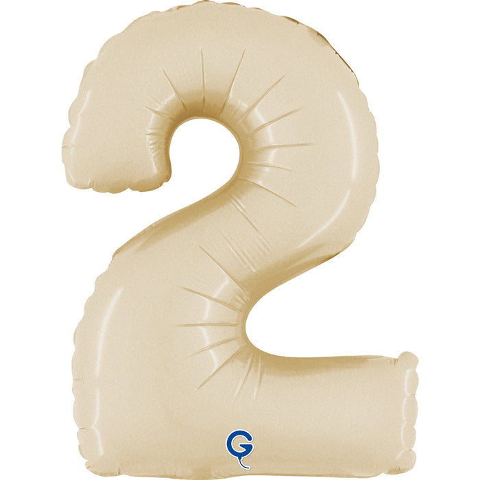 Mini Zahlen Folienballon 14"/36cm | Satin Cream
