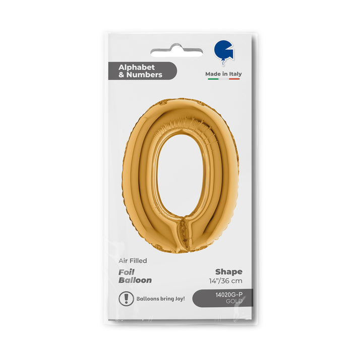 ABC Mini Zahlen Folienballon 14"/36cm | Gold #0