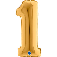 ABC Mini Zahlen Folienballon 14"/36cm | Gold #1