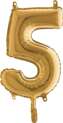 ABC Mini Zahlen Folienballon 14"/36cm | Gold #5