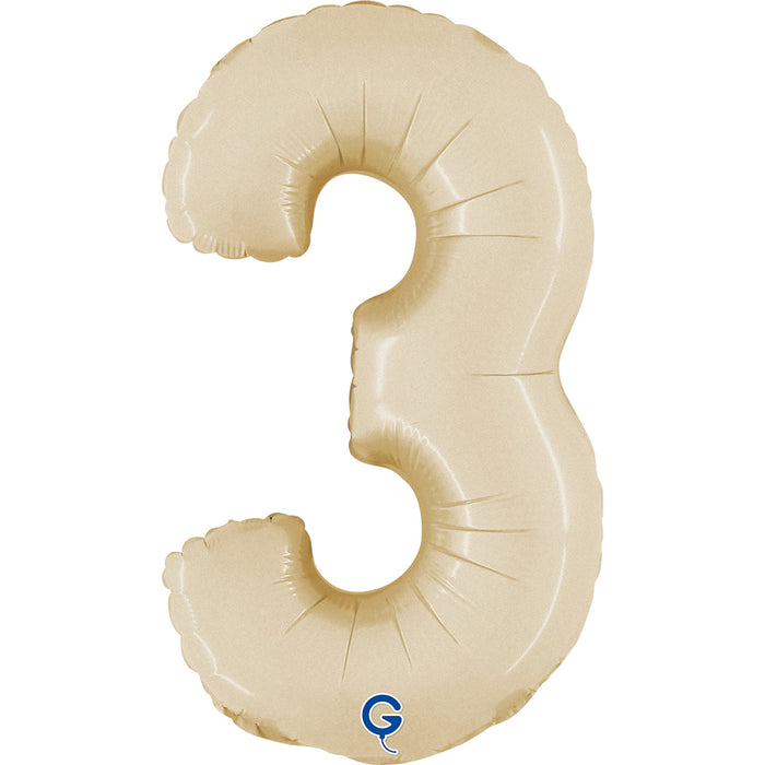 Mini Zahlen Folienballon 14"/36cm | Satin Cream