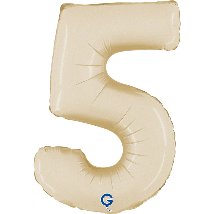 Mini Zahlen Folienballon 14"/36cm | Satin Cream
