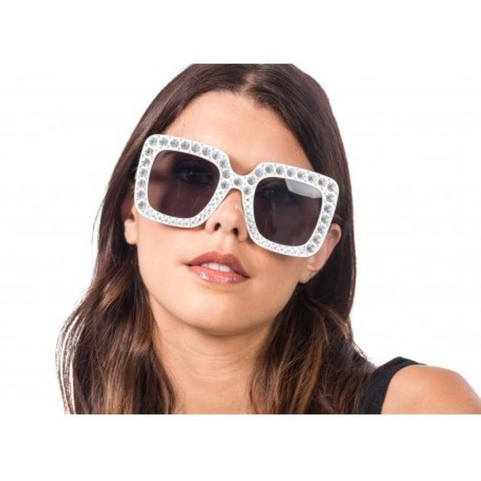Brille mit Strass | Weiße Partybrille