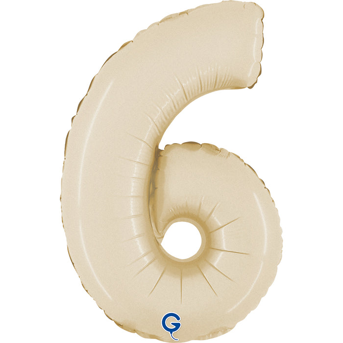 Mini Zahlen Folienballon 14"/36cm | Satin Cream