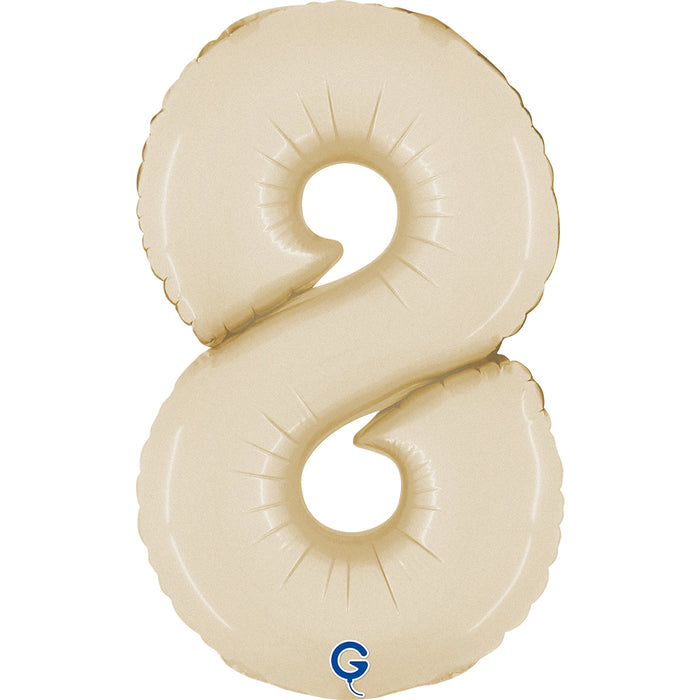 Mini Zahlen Folienballon 14"/36cm | Satin Cream