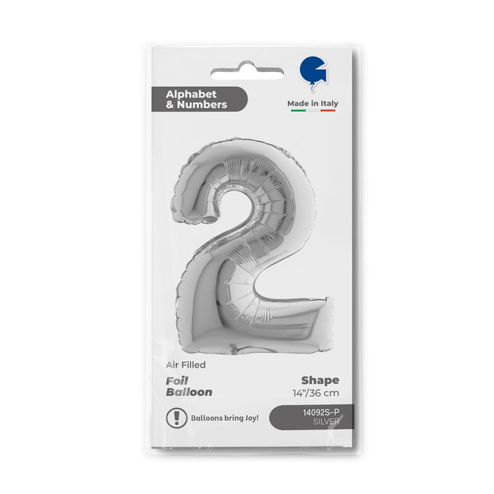 ABC Mini Zahlen Folienballon 14"/36cm | Silber #2