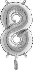 ABC Mini Zahlen Folienballon 14"/36cm | Silber #8