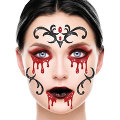 Face Art Glitzer Tattoo Sticker 20x20cm "Vampirin"