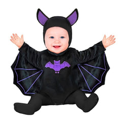 Babykostüm "Fledermaus aus Plüsch" für Kinder | Schwarz - Overall, Kopfbedeckung