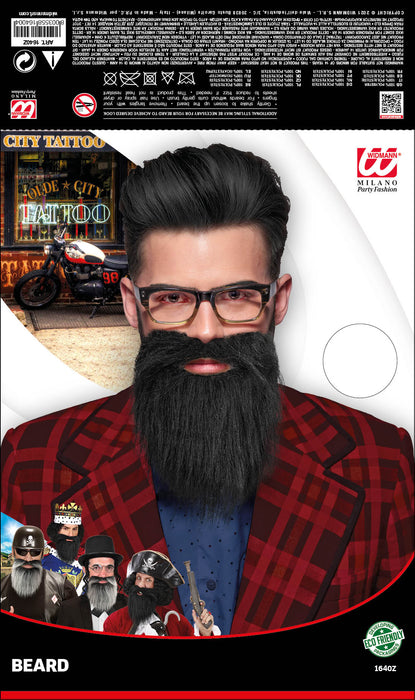 Bart mit Schnurrbart in 2 Farben sort. | Grau und Schwarz