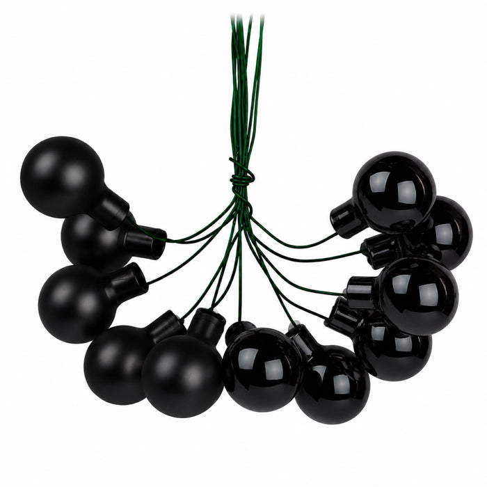 Weihnachtsdekoration Spiegelbeeren Weihnachtskugeln aus Glas  2 cm Silber / Schwarz | 12 Stück