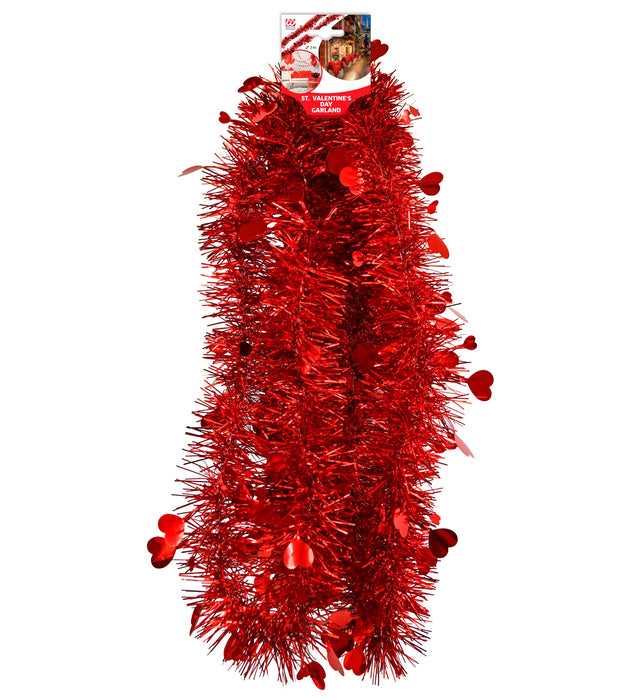 Valentinstag Girlande aus Lametta 3 m | Rot