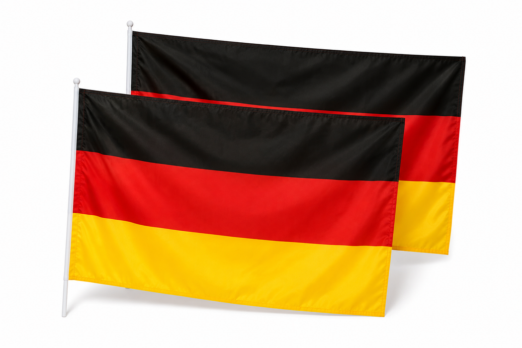 Deutschland Deko Set 9-teilig – 2x Deutschlandflagge 60x90 cm, 5x Handfahne 12x24 cm & 2x Papiergirlande 3 m – Fanartikel für Fußball, EM, WM, Public Viewing & Party