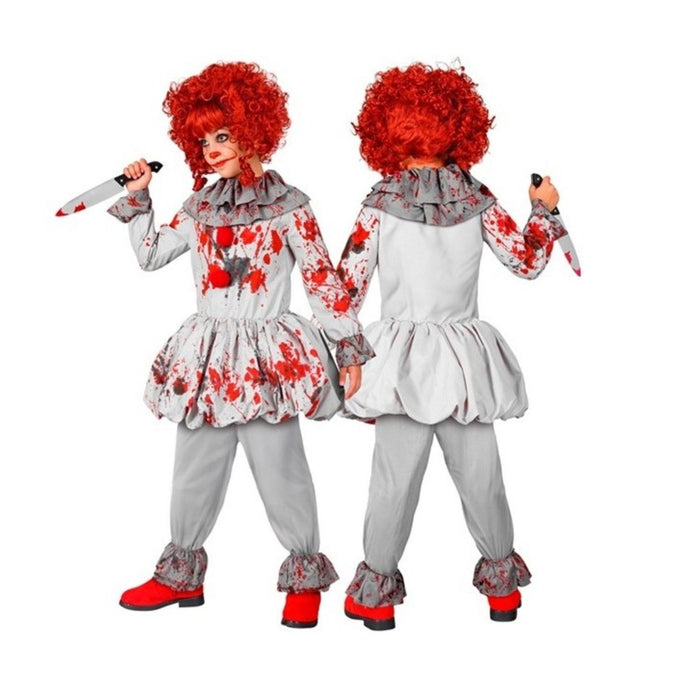 Kostüm "Vintage Horror Clown" für Kinder | Grau mit Blutspritzern