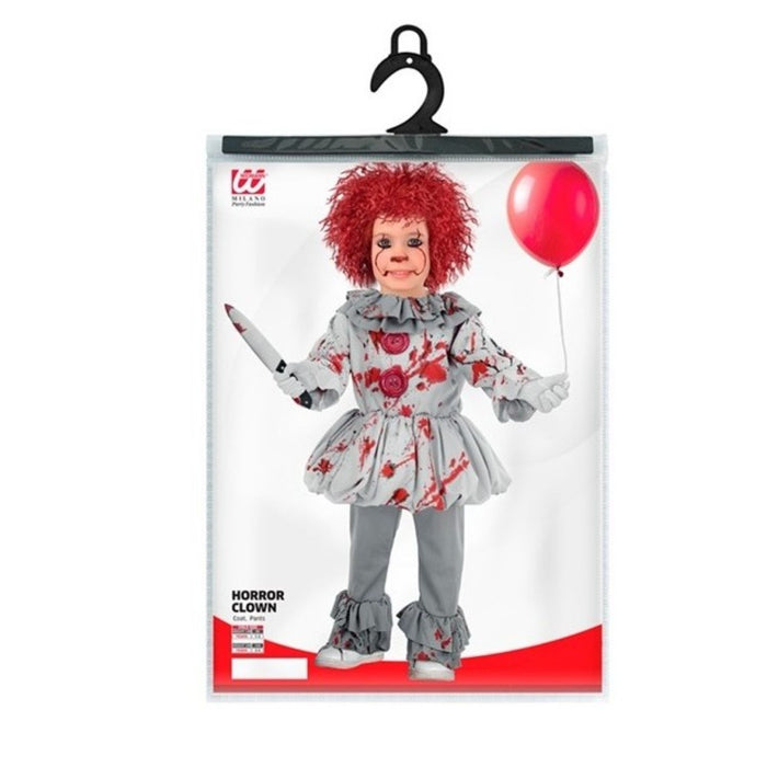 Kostüm "Vintage Horror Clown" für Kinder | Grau mit Blutspritzern
