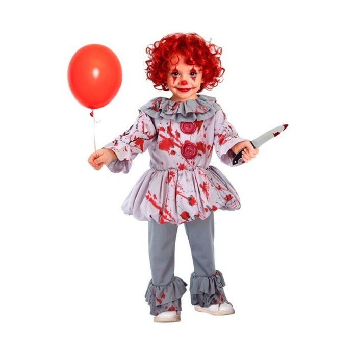 Kostüm "Vintage Horror Clown" für Kinder | Grau mit Blutspritzern