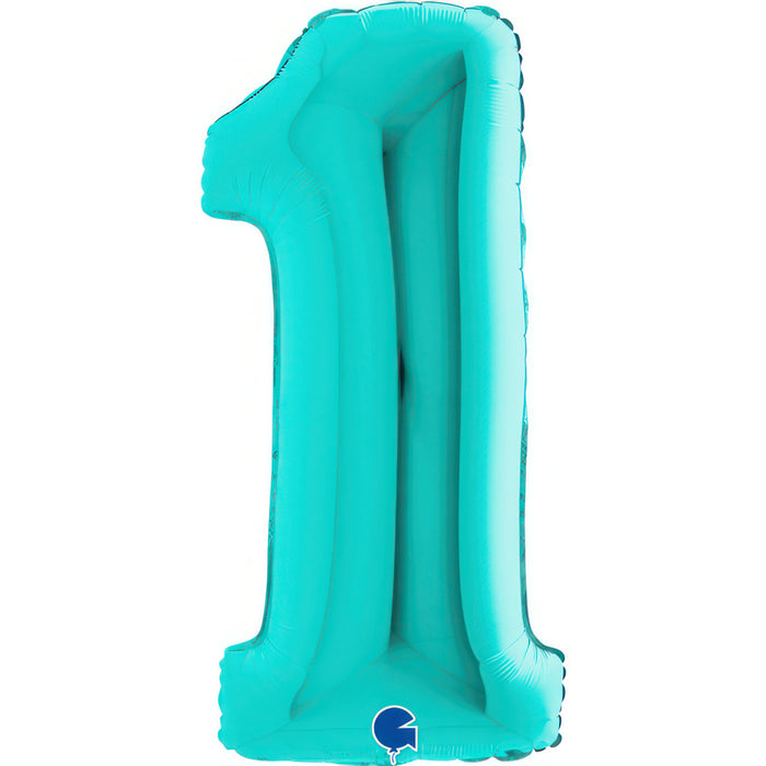 Riesenzahl Folienballon 40"/102cm | Tiffany-Türkis