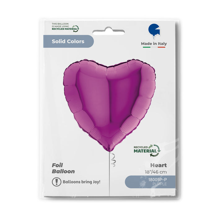 ABC18 Herz Folienballon Uni | Ø 46 cm Lila