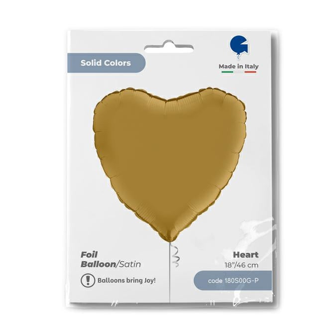 ABC18 Herz Folienballon Uni | Ø 46 cm Gold Satin