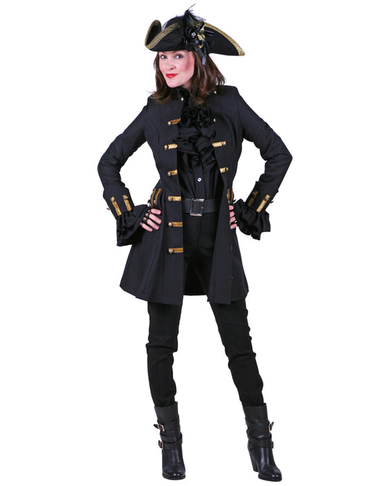 Piratin Jacke "Jane Alday" Kostüm für Damen | Schwarz Gold