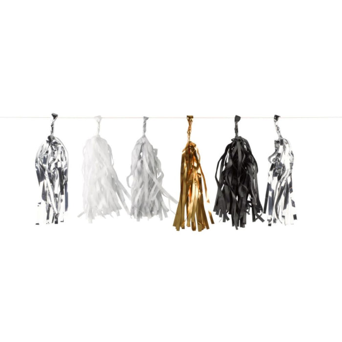 Fransen Girlande "Golden Wishes" 400 cm | Silber Schwarz