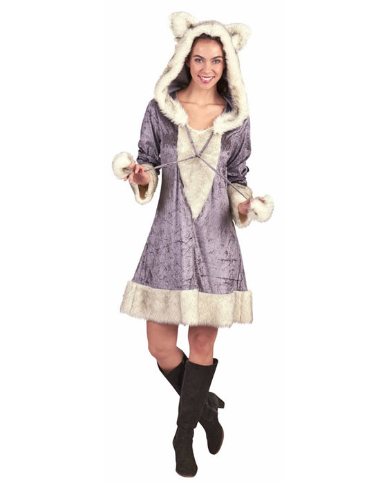 Silberfuchs Tierkostüm für Damen | Grau Weiß
