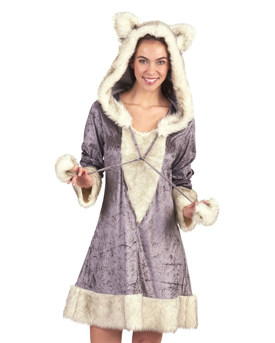 Silberfuchs Tierkostüm für Damen | Grau Weiß