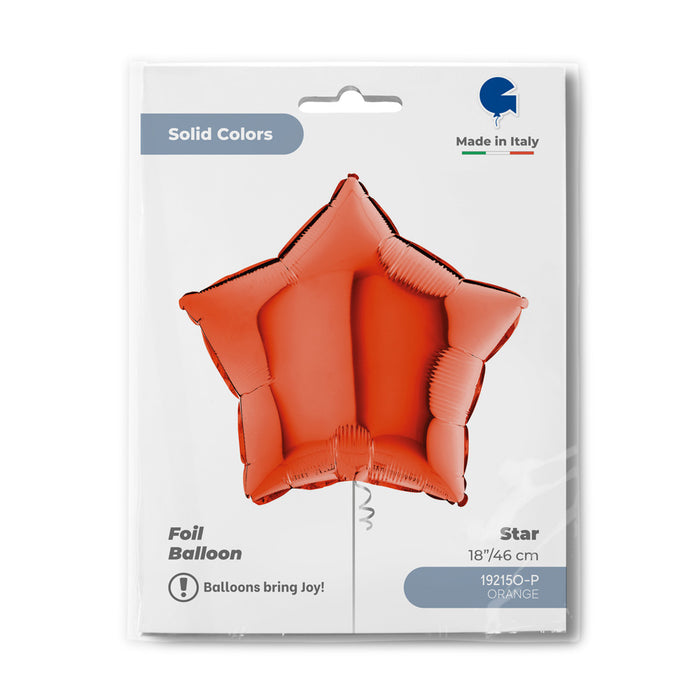 18"/Ø46cm Stern Folienballon Uni | Orange