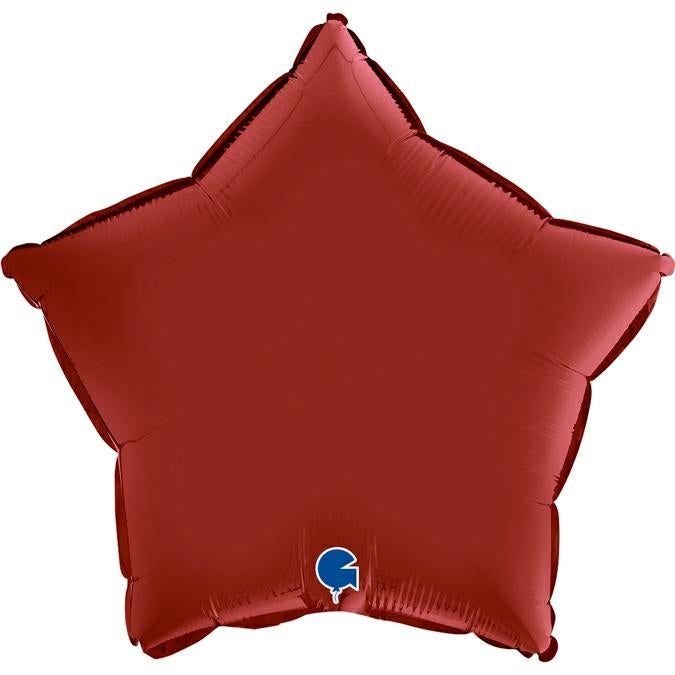 18"/Ø46cm Stern Folienballon Uni | Satin Rubin Rot