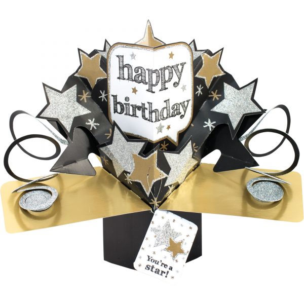 Grußkarte PopUp "Happy Birthday" Sterne