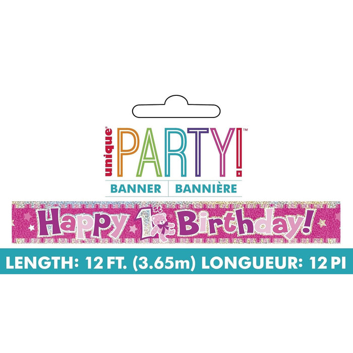 Banner Folie 1st. BDay 365cm/12Ft. Prismatic Pink