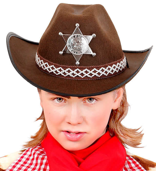 Cowboyhut mit Sheriffstern für Kinder | Braun