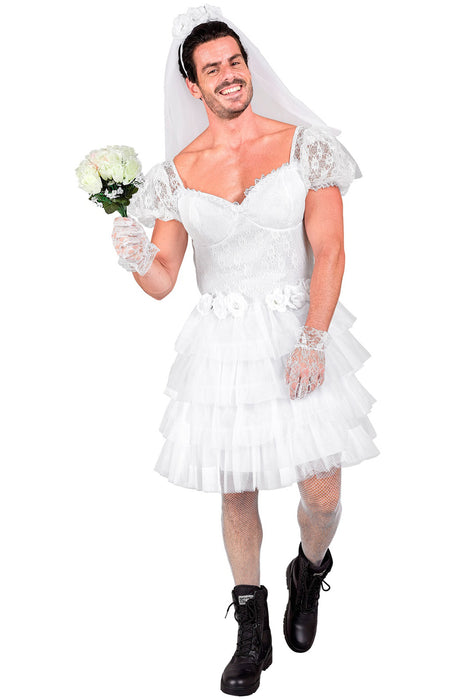 "Braut Kostüm" für Herren | Weiß - Spaßkostüm Männerballett