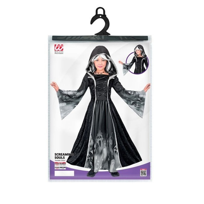 Kostüm "Screaming Souls" für Mädchen | Kleid mit Kapuze - Schwarz/Grau