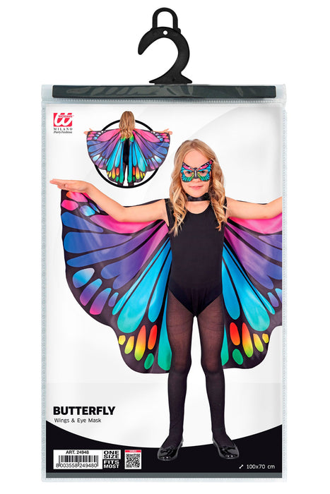 Schmetterlingskostüm Set für Kinder - Flügel und Augenmaske | Violett Rosa