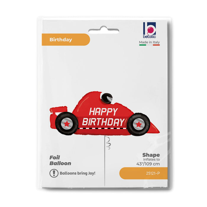 43" Folienballon Shape Rennauto Happy Birthday | 109 cm