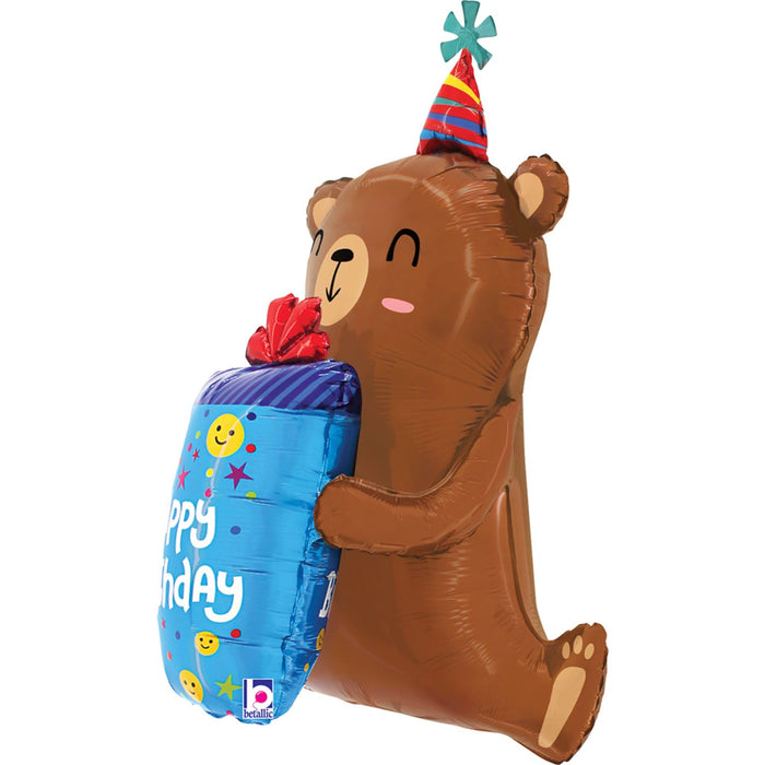 Shape Folienballon Bär "Happy Birthday" | 86 cm