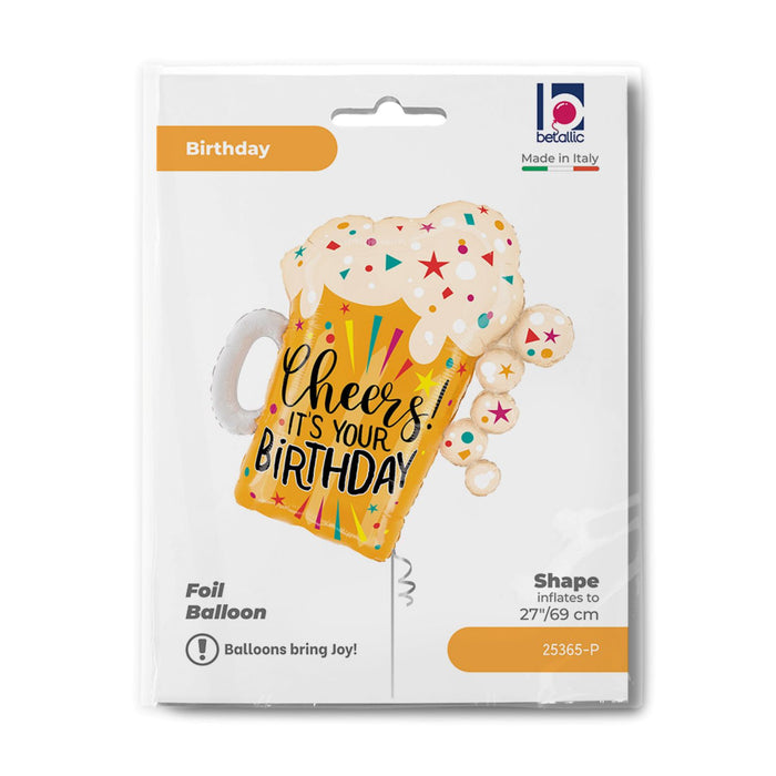 27" Folienballon Shape Bierkrug Cheers! It´s your Birthday | 69 cm