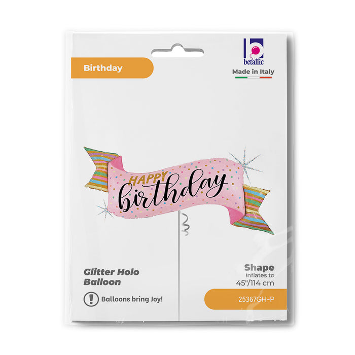 Shape Folienballon "Happy Birthday" Banner