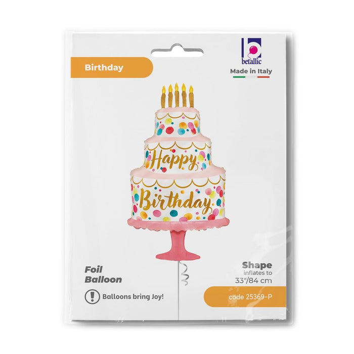Shape Folienballon "Satin Birthday Pink Cake" | 84 cm