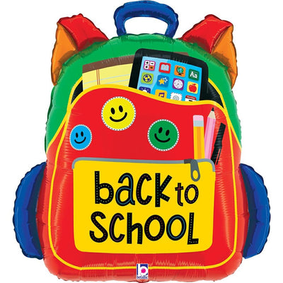 Shape Folienballon "Back to School Rucksack" | 64 cm Ballon zum Schulanfang - feiermeier Schulanfang