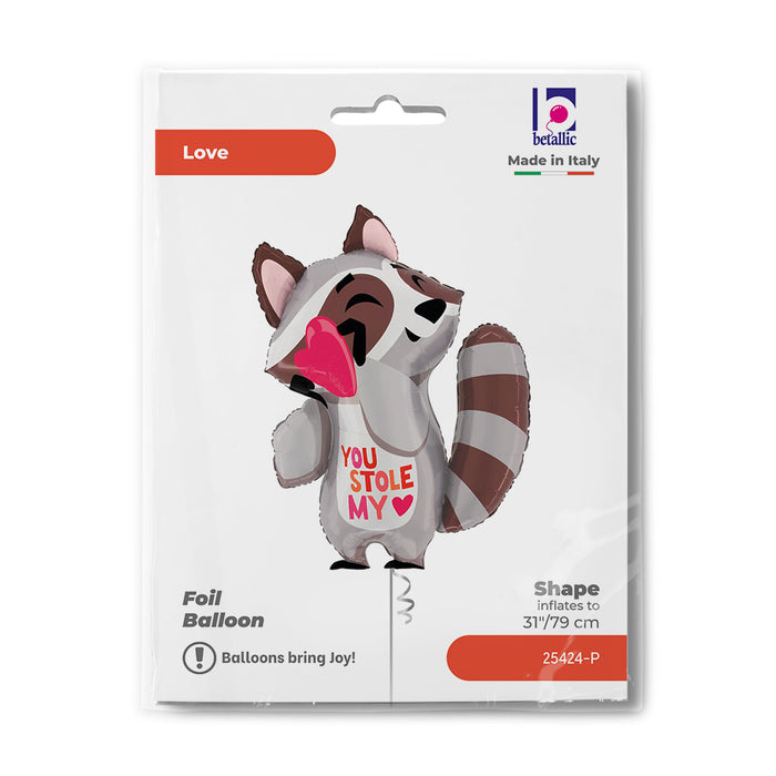 Shape Folienballon "You Stole my Heart" Waschbär | 79 cm