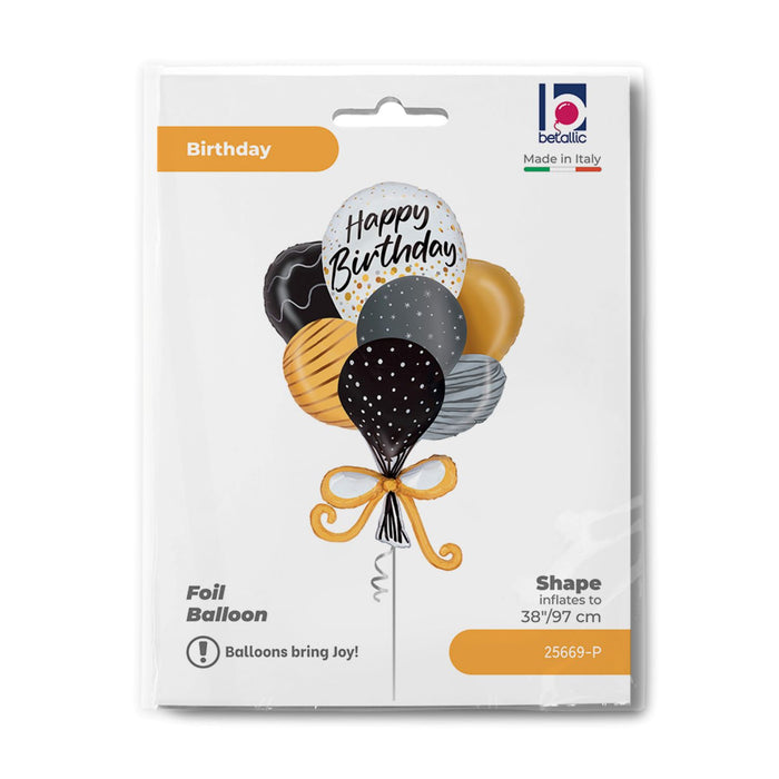 38" Folienballon Shape Ballonstrauß mit Schleife Happy Birthday | 97 cm